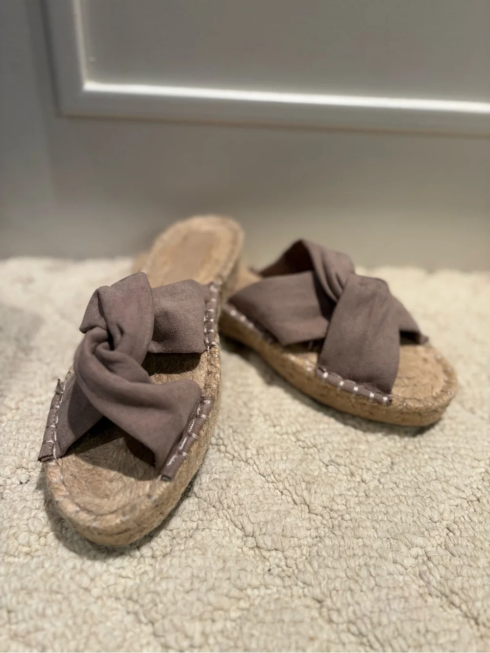 ASOS Taupe Knot Espadrille Slide Sandals Size 6
